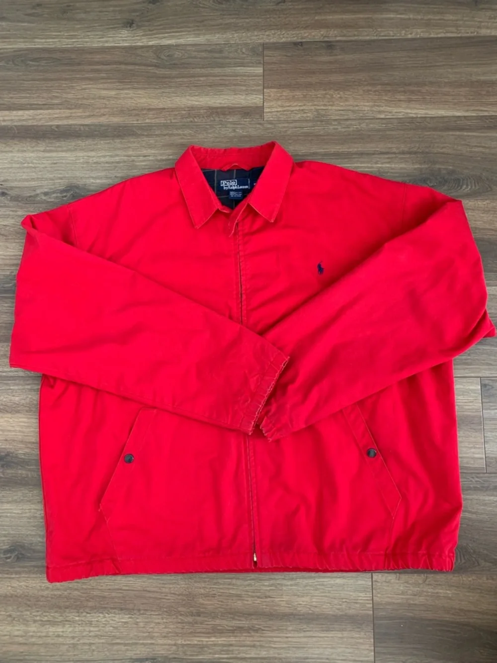 Polo Ralph Lauren 100% cotton Harrington Jacket Mens XL  Red Plaid Lined Pony - Picture 13 of 16
